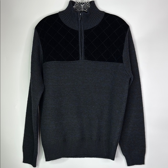 Scott James Fleece Lined 1/4 Zip Gray Sweater Size Medium - Picture 1 of 9